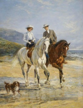 Réunion de couple par l’équitation de stile Heywood Hardy Peinture à l'huile